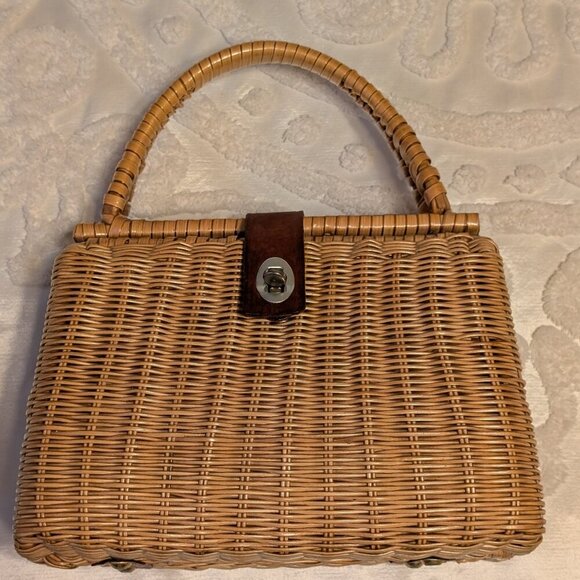 VINTAGE Mantessa 1960s dual sided purse - straw wicker handbag - Golden Girls - Picture 6 of 16